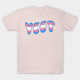 Trans Pride Yeet Transgender Pride Flag Colors Funny LGBTQ Yeet Meme T-Shirt